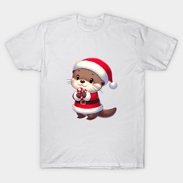 Cute Christmas Otter Santa T-Shirt by Takeda_Art